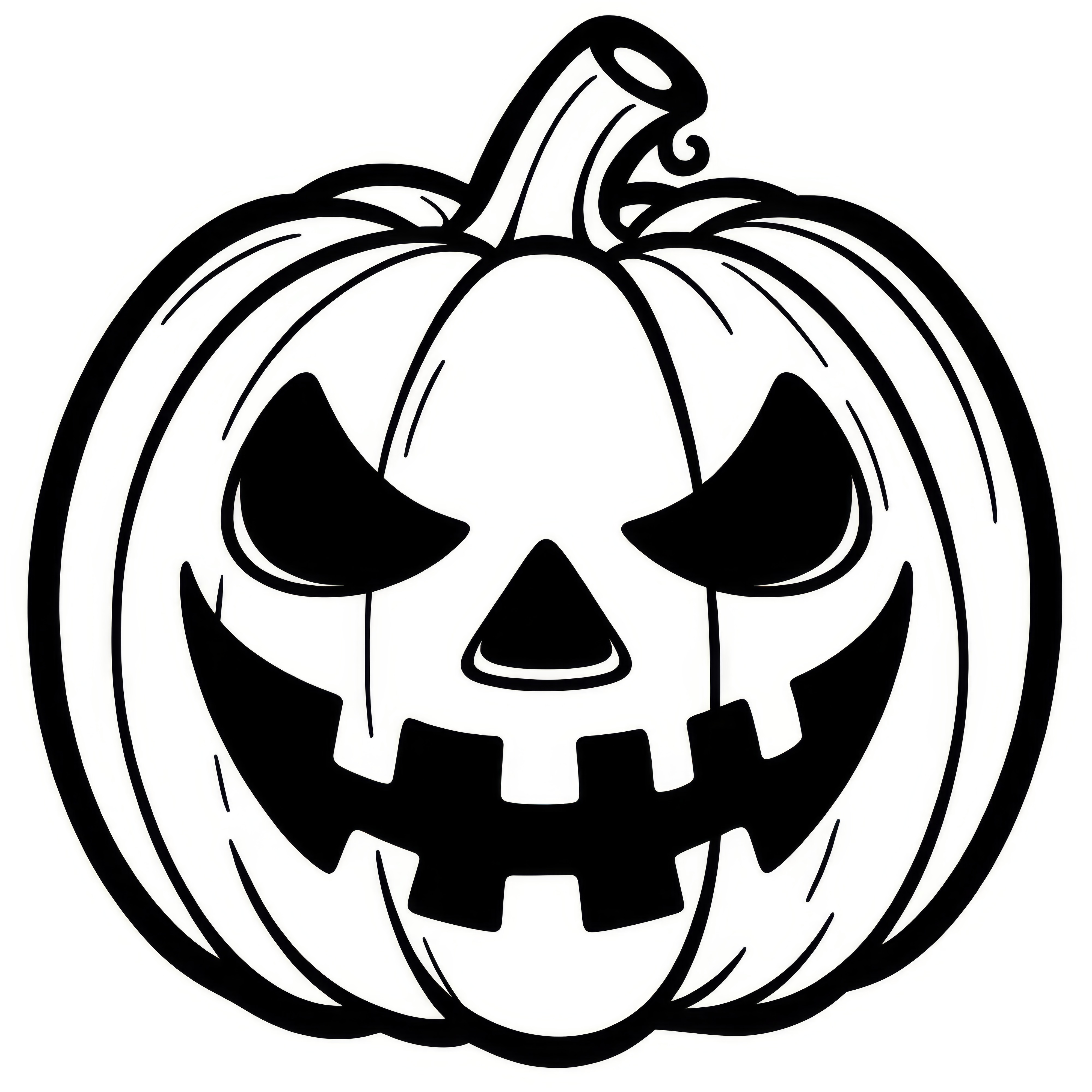 Spooky carved pumpkin: Halloween coloring page (Free)