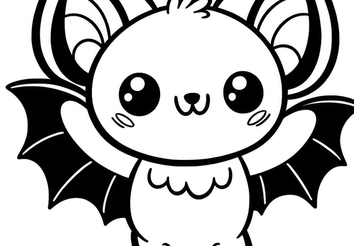 Cute bat as Halloween coloring page (Free)