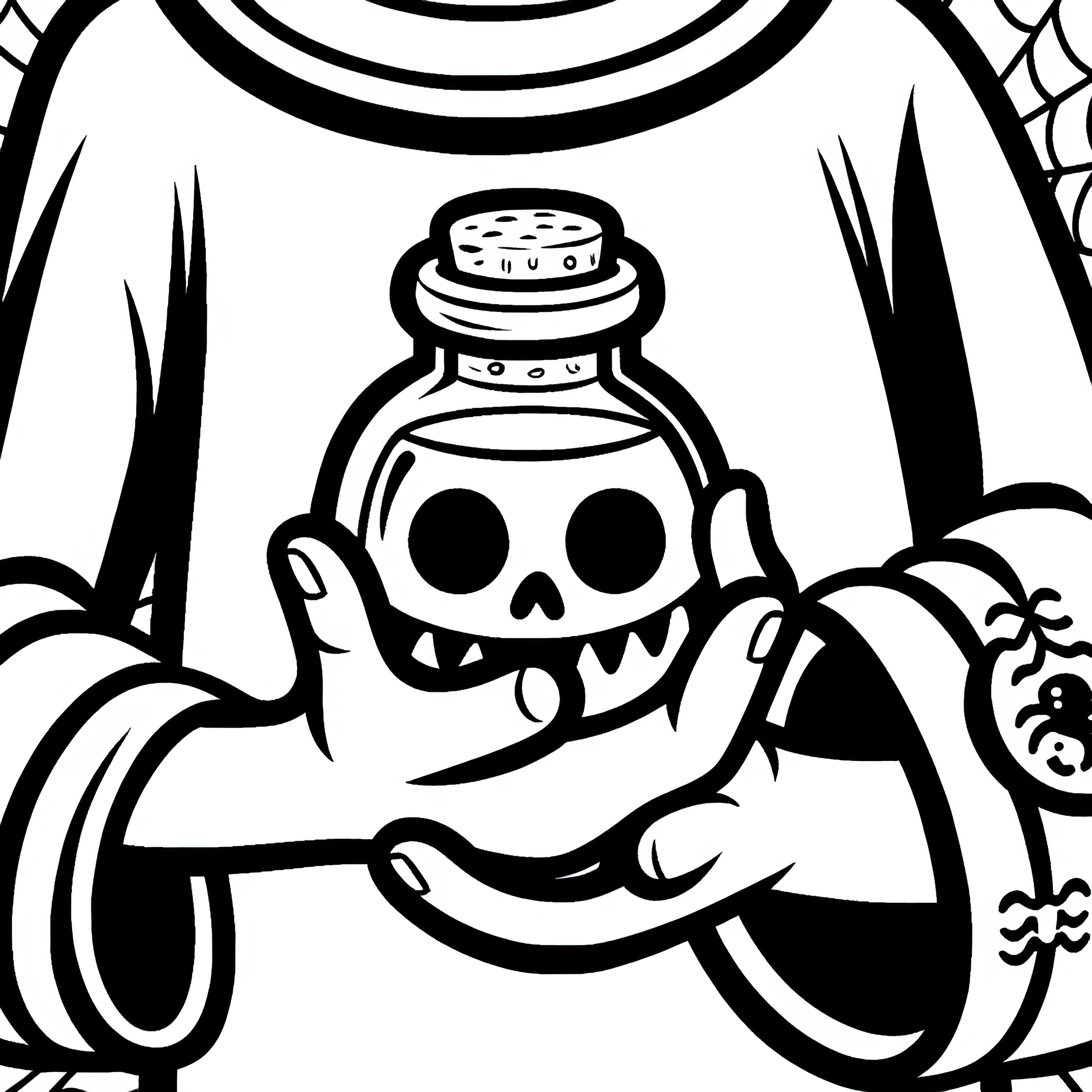 Skull in a jar: Download Halloween coloring page (Free)