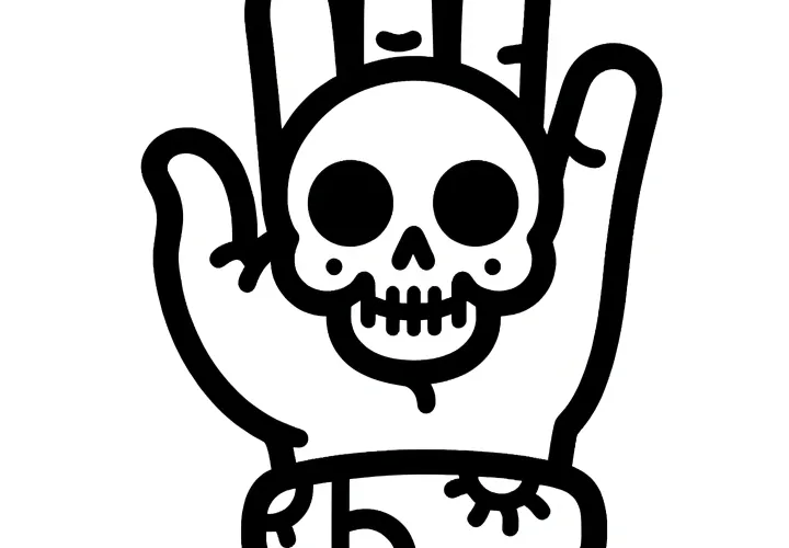 Calavera en una mano: Descarga la plantilla para colorear de Halloween (Gratis)