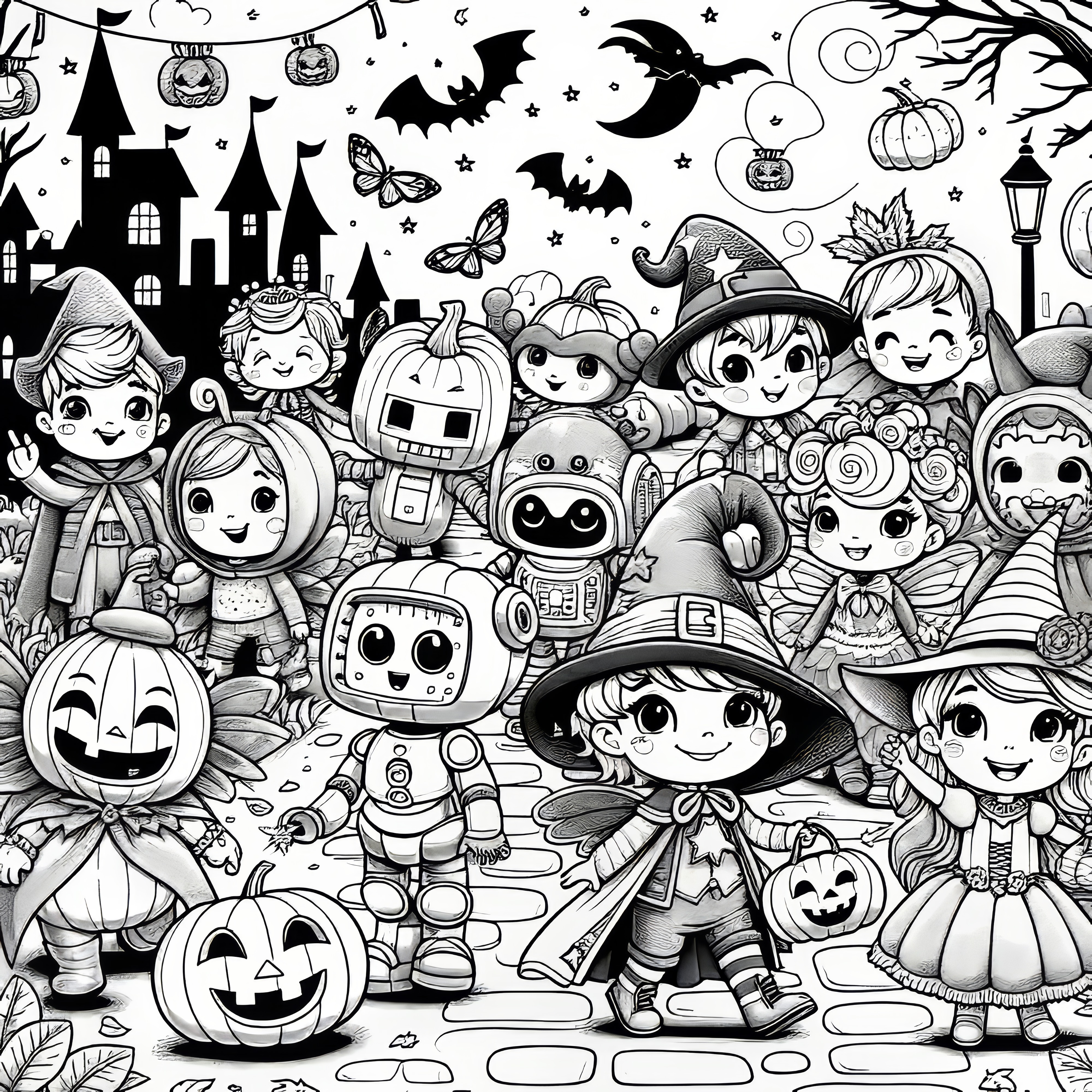 Big Monster Party: Halloween Coloring Page (Free)