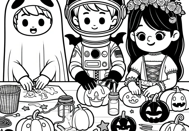 Preparativos para la fiesta de Halloween: Plantilla para colorear gratis