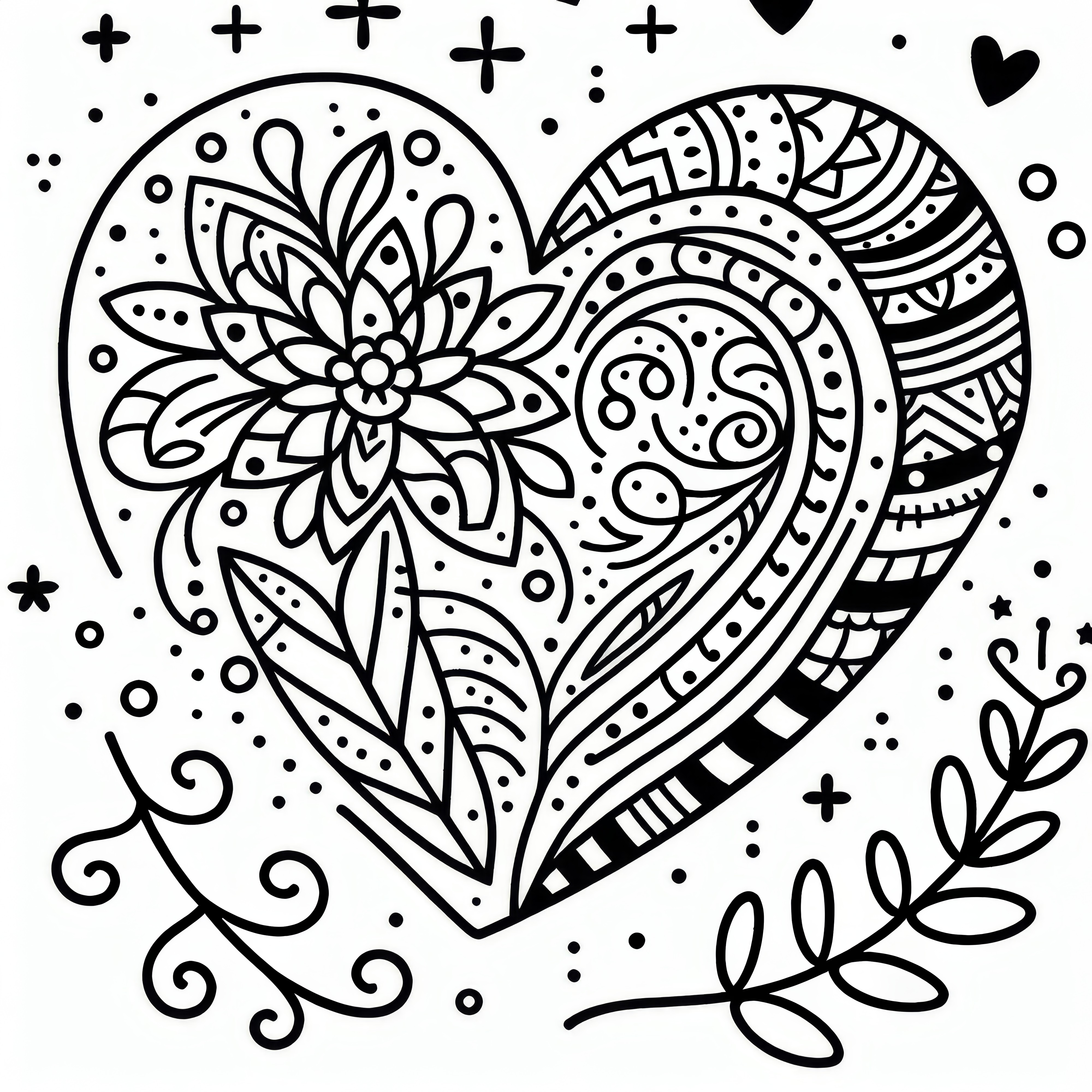 Decorated heart as a simple coloring page for Valentine's Day (Free) Ornate heart as a simple coloring template for Valentine's Day (Free)