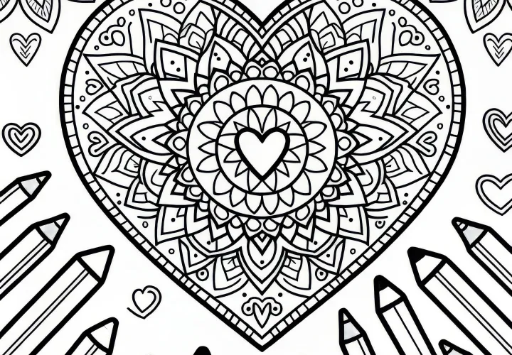 Heart Mandala for Valentine's Day: Simple coloring page (Free)