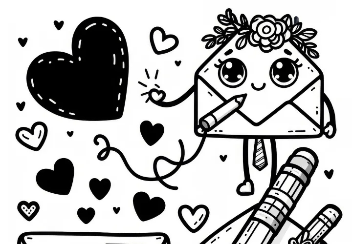 Love letter for Valentine's Day: Simple coloring template (Free)