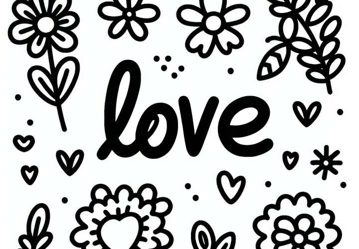 Lettering Love for Valentine's Day: Simple Coloring Page (Free)