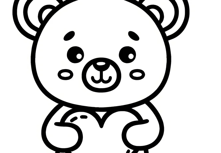 Cute bear with heart: Simple coloring picture for Valentine's Day (Free)