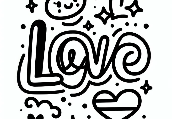 Lettering Love for Valentine's Day: Simple coloring page available for free download