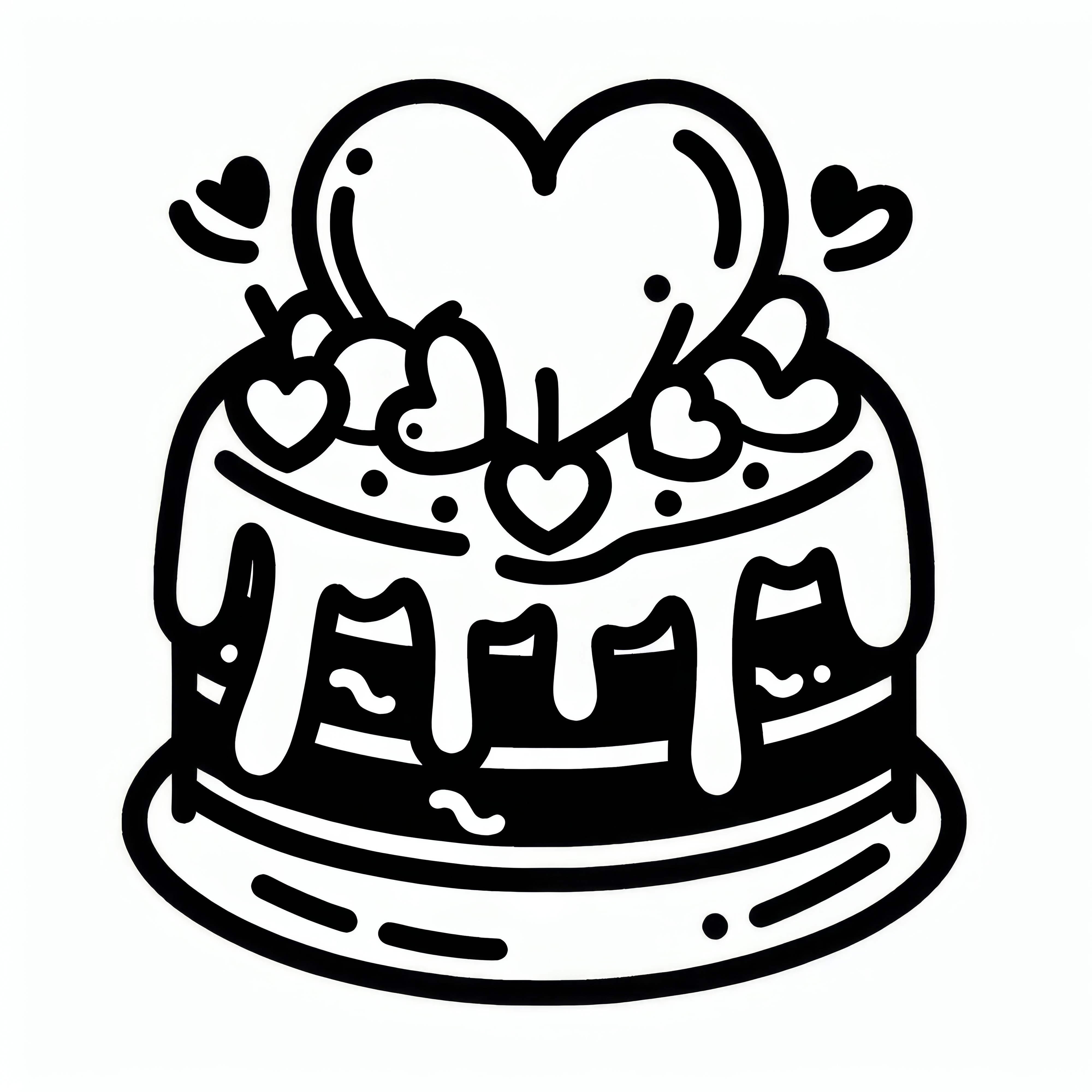 Heart on cake for Valentine's Day: Simple coloring page for free download