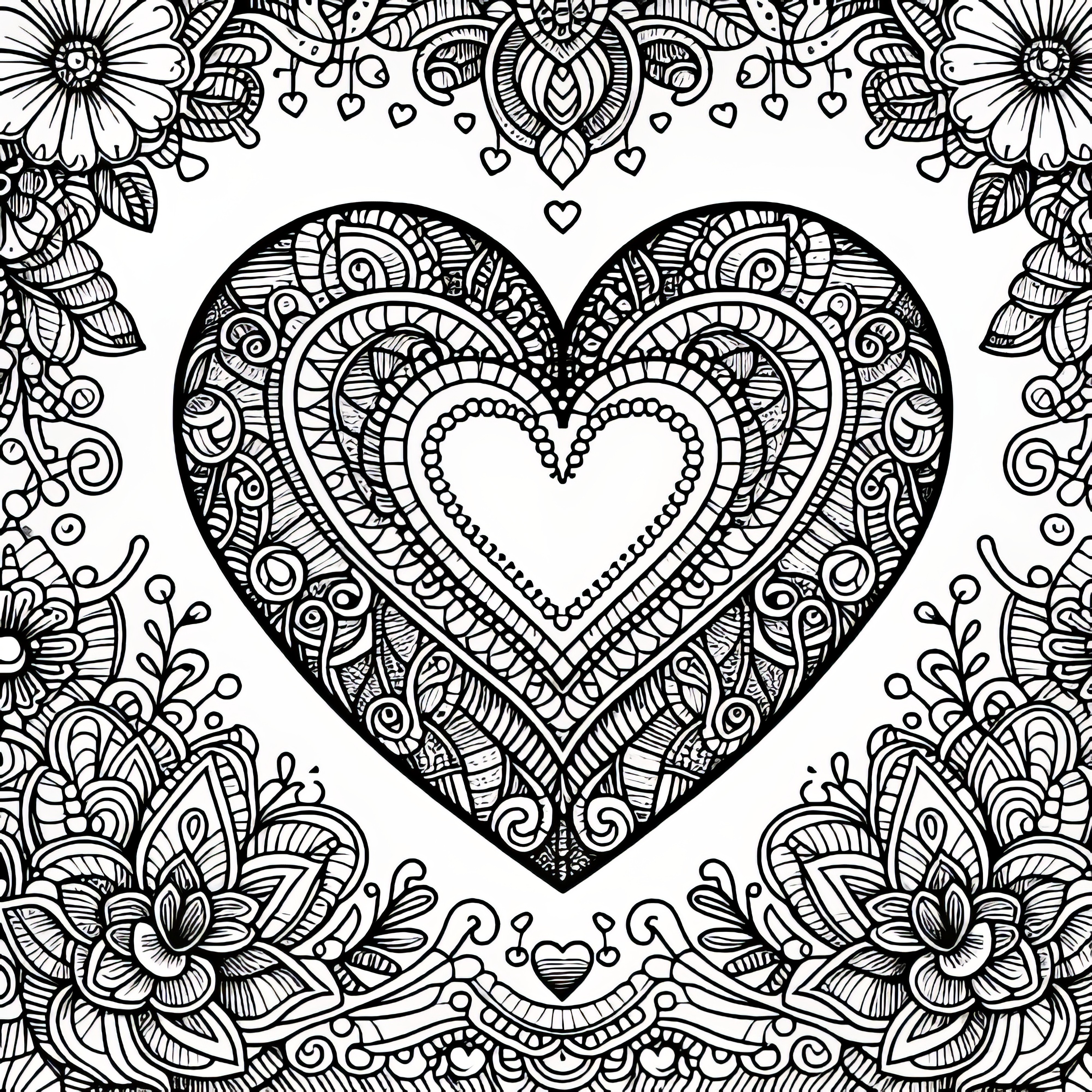 Heart for Valentine's Day: Complex Coloring Page (Free)