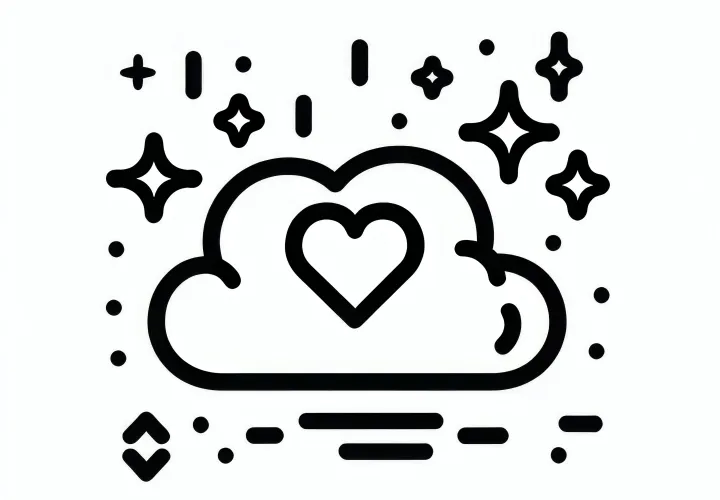 Cloud in heart shape: Simple coloring picture for Valentine's Day (Free)