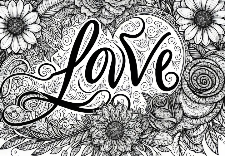 Lettering Love: Valentine's Day Coloring Page (Free)