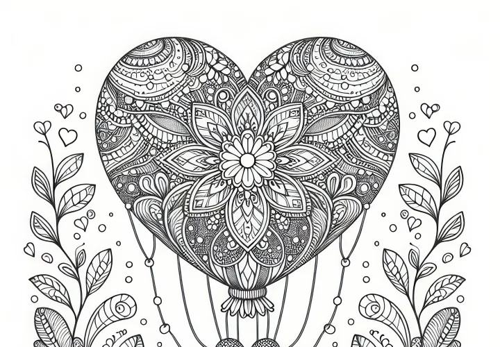 Single heart balloon: Free coloring page for Valentine's Day