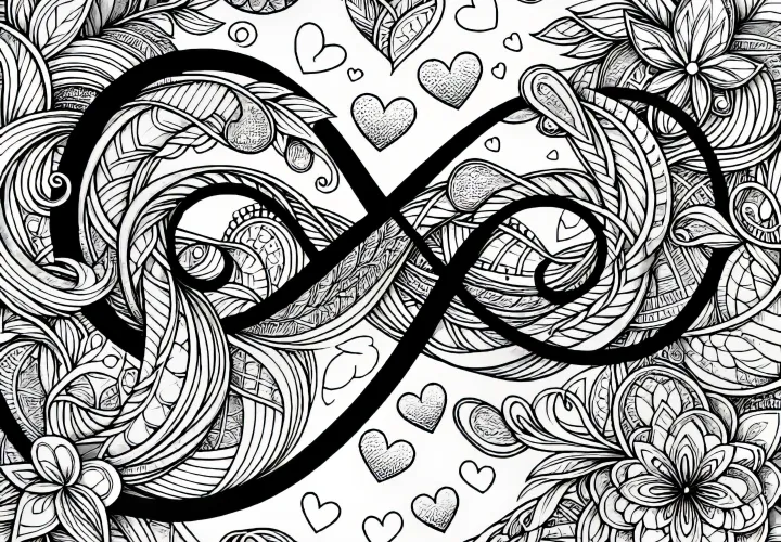 Heart with infinity sign: Valentine's Day coloring page (free)