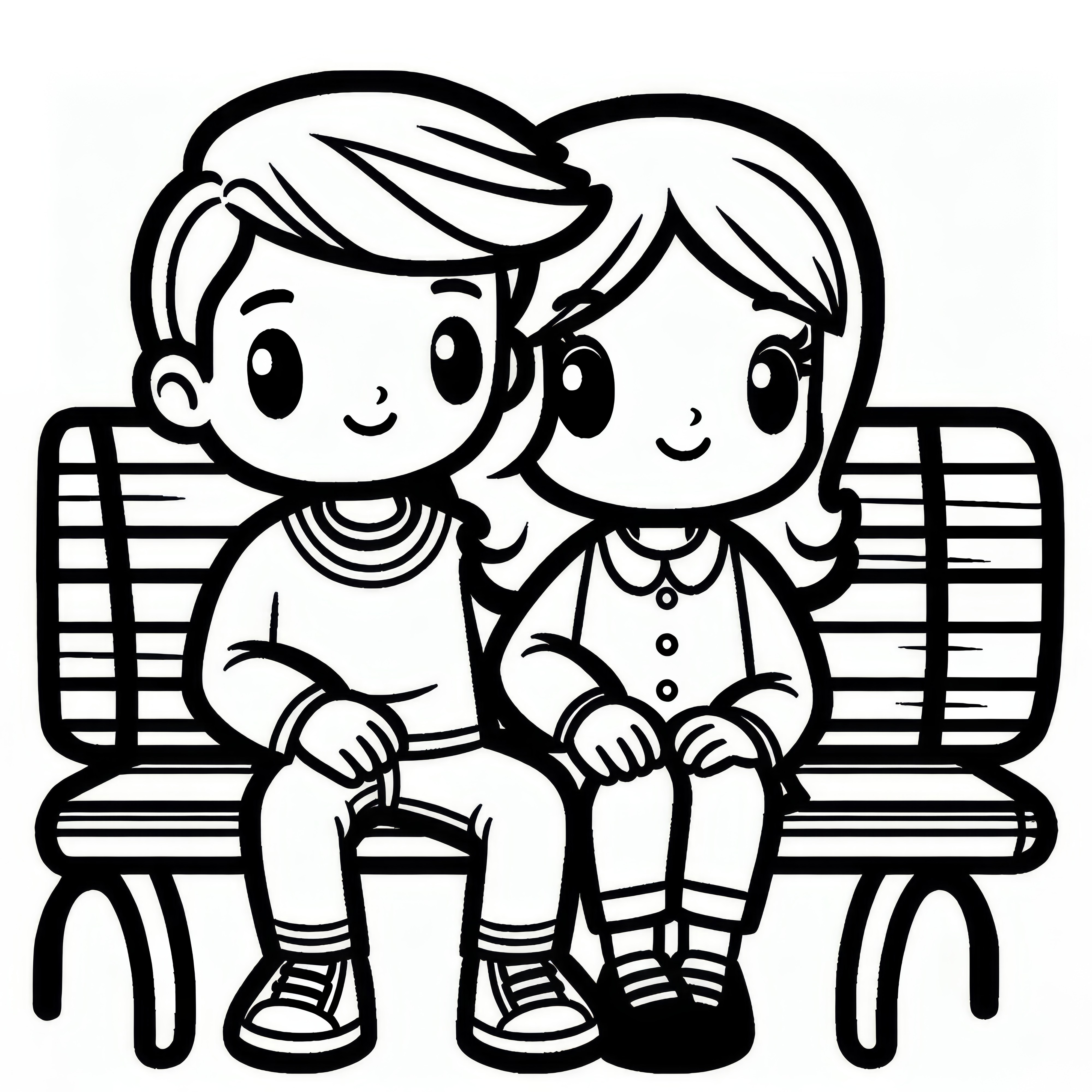 Couple on a park bench: Valentine's Day coloring page (Free)