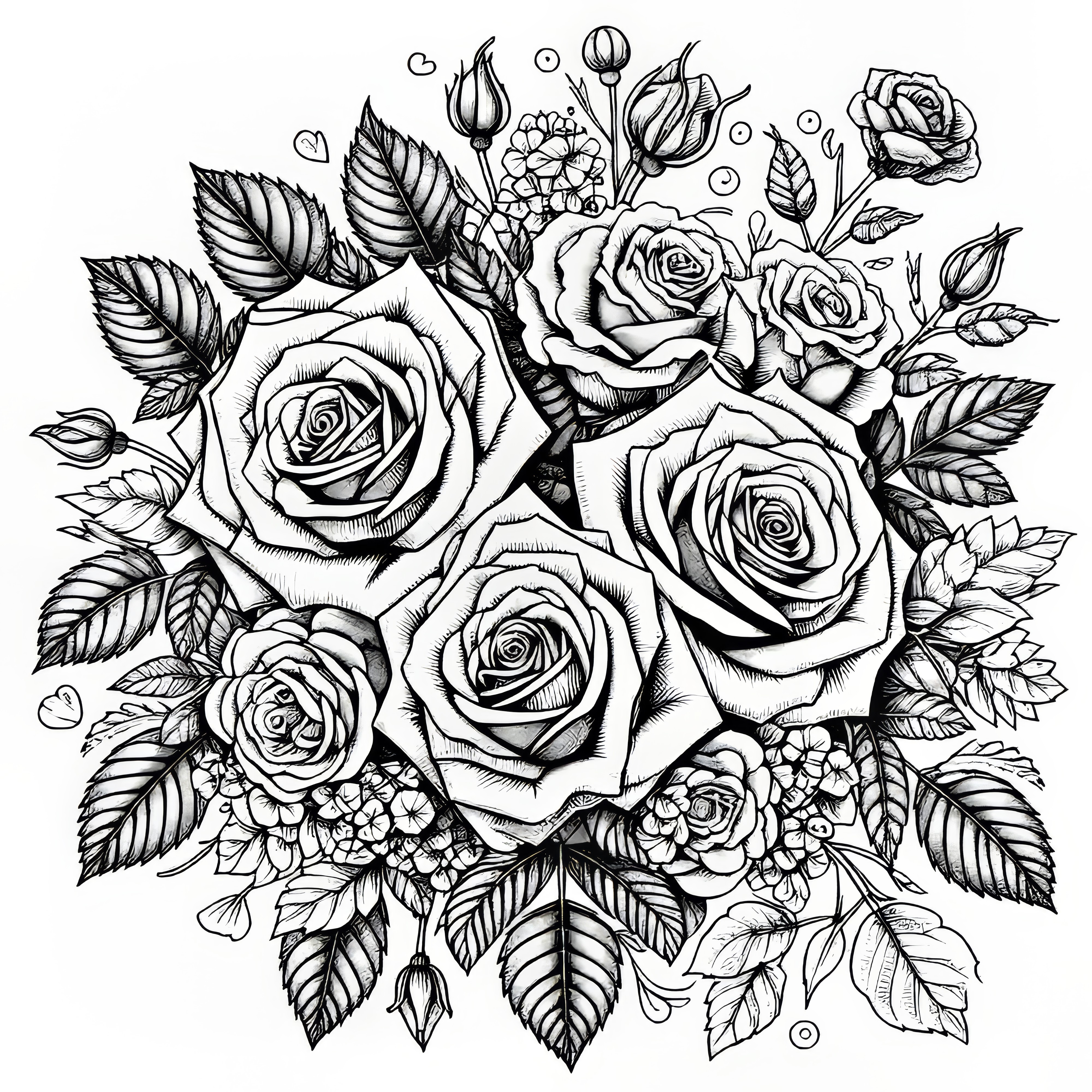 Magnificent bouquet of roses: Valentine's Day coloring sheet (Free) Magnificent bouquet of roses: Valentine's Day coloring page (free)