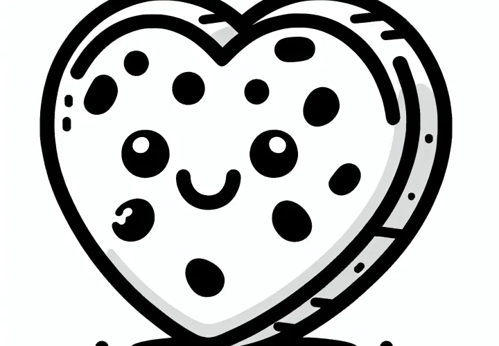 Cookie in heart shape for Valentine's Day: Simple coloring page for children (Free)