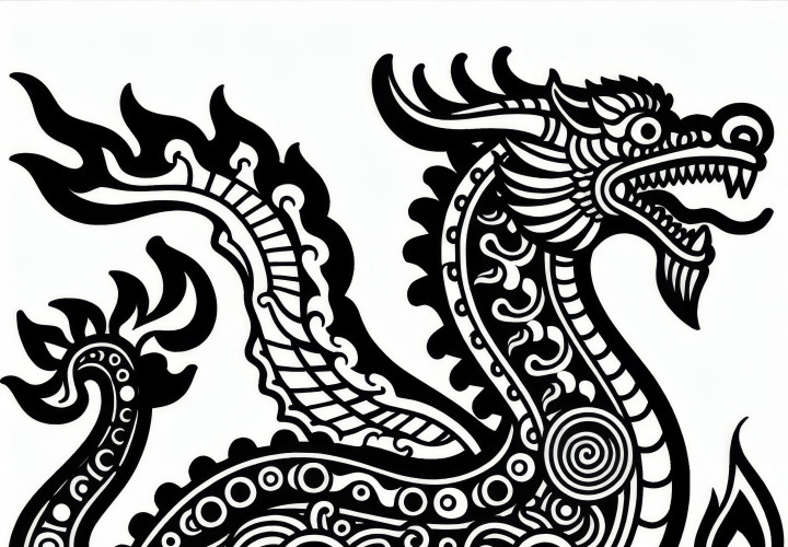 Vieux dragon comme motif de coloriage simple (Gratuit)