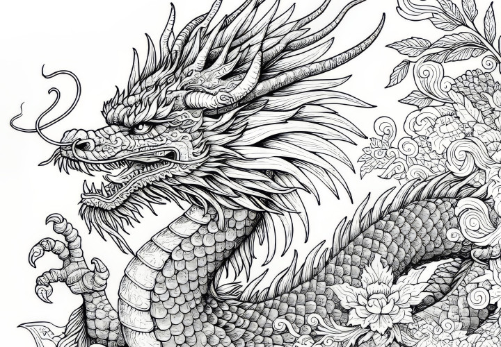 Vieil dragon : Coloriage impressionnant (gratuit)