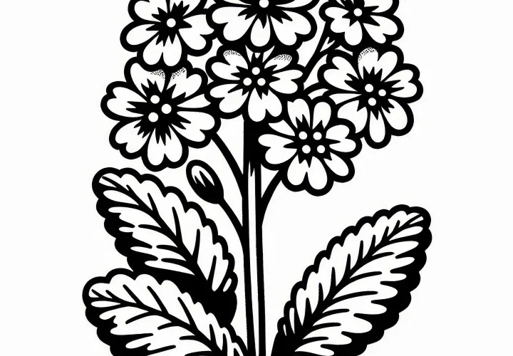 Primrose: Spring flower as a coloring picture