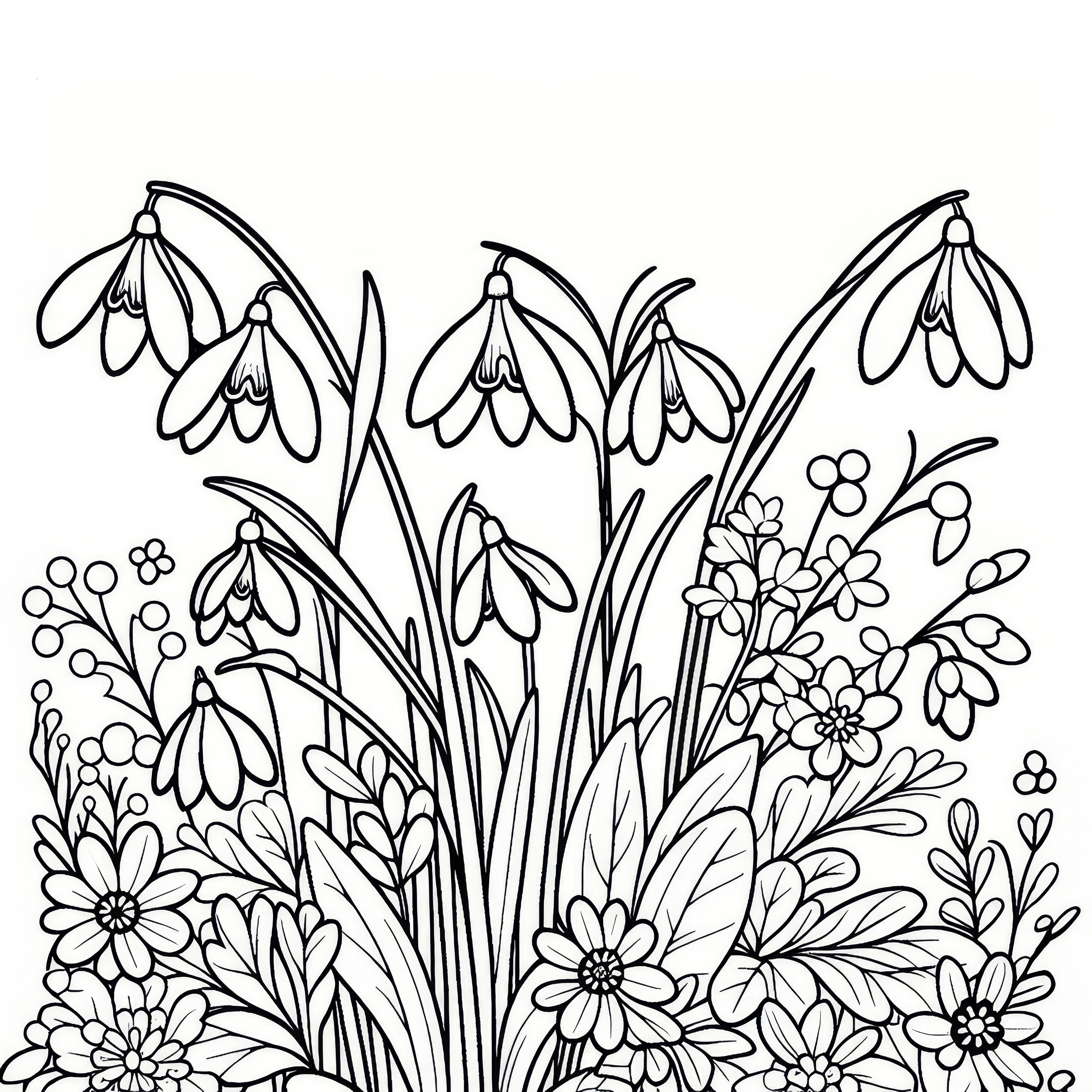 Snowdrop: spring flower as a coloring picture