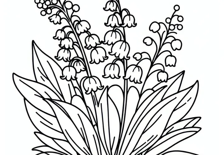 Lily of the valley: Spring flower as a coloring picture