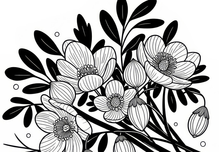 Winterling: Spring flower as a coloring picture