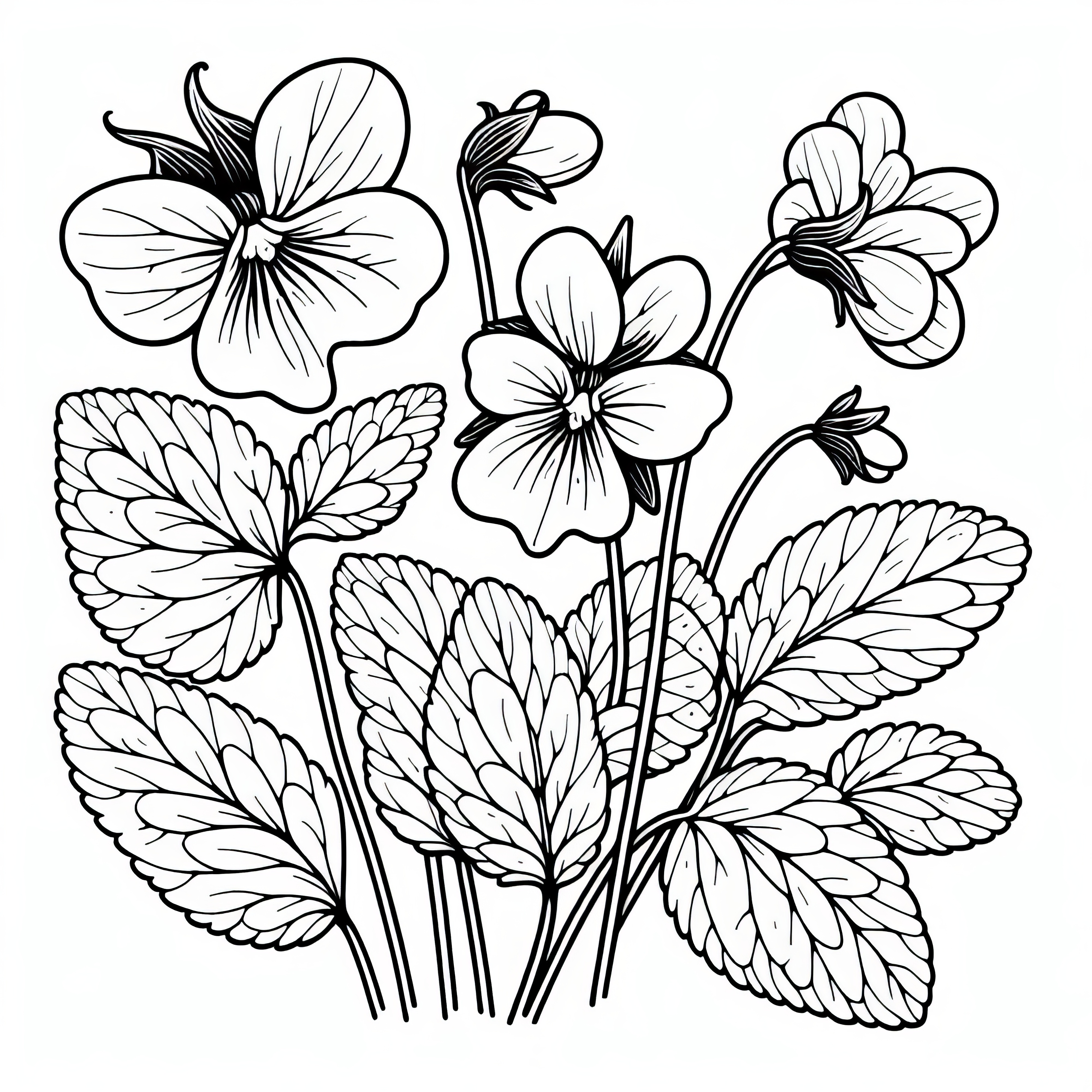 Pansy: Spring flower as a coloring sheet