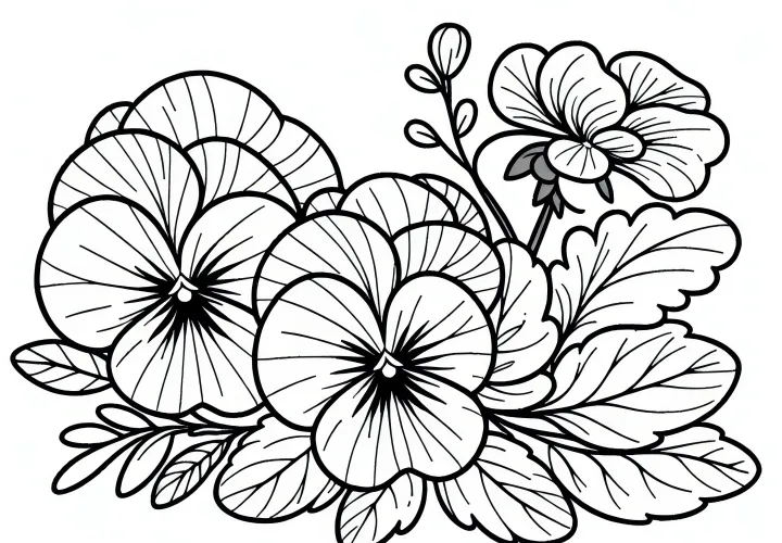 Pansy: Spring flower as a coloring picture