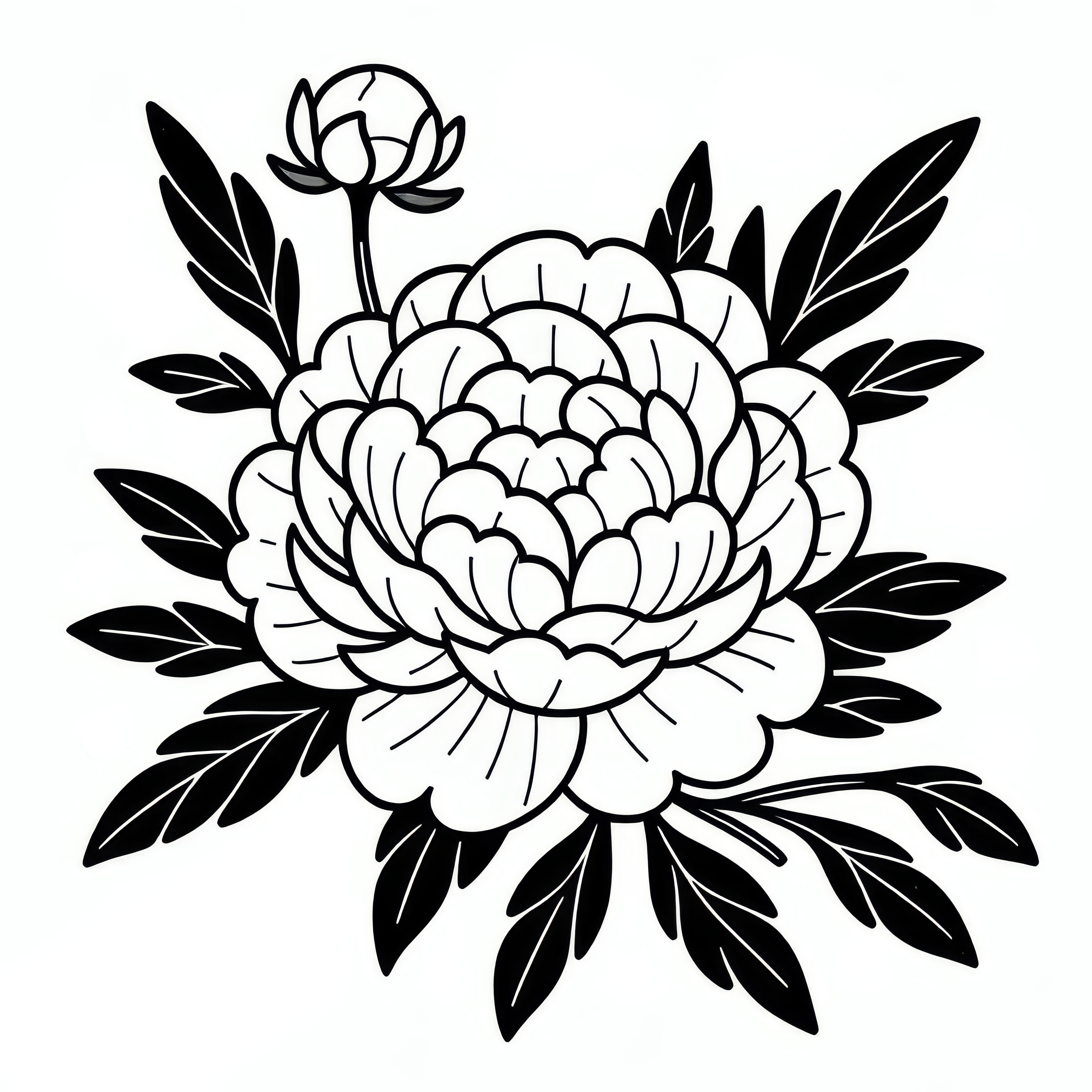 Peony: Spring flower as a coloring picture