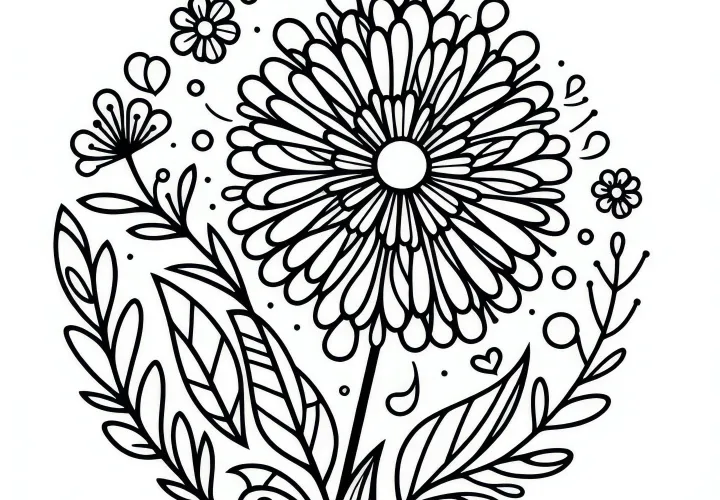 Dandelion: Spring flower as a coloring picture