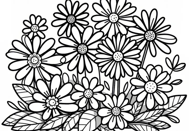 Daisy: Spring flower as a coloring picture