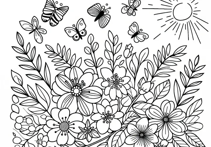 Spring flowers: free coloring page