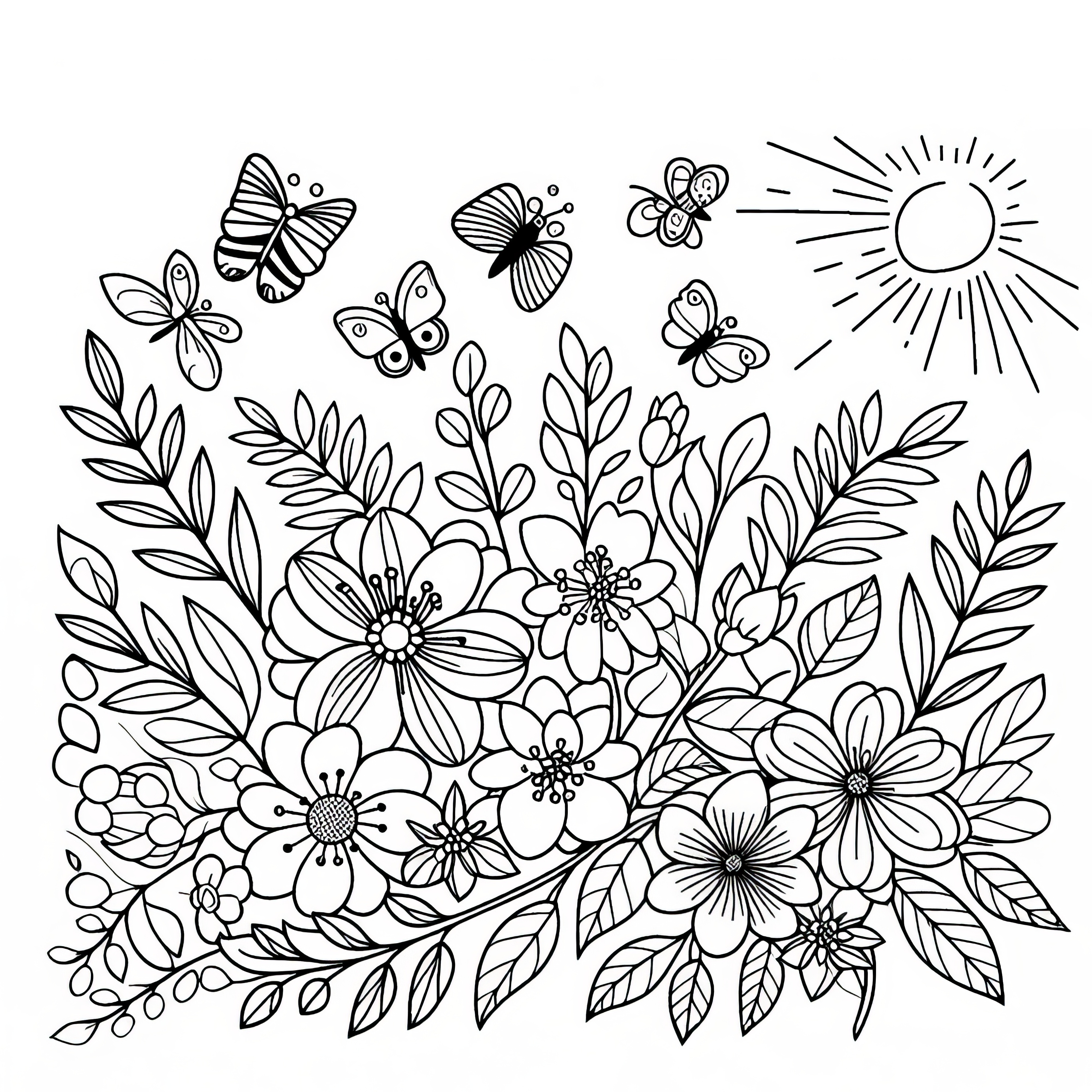 Spring flowers: free coloring page