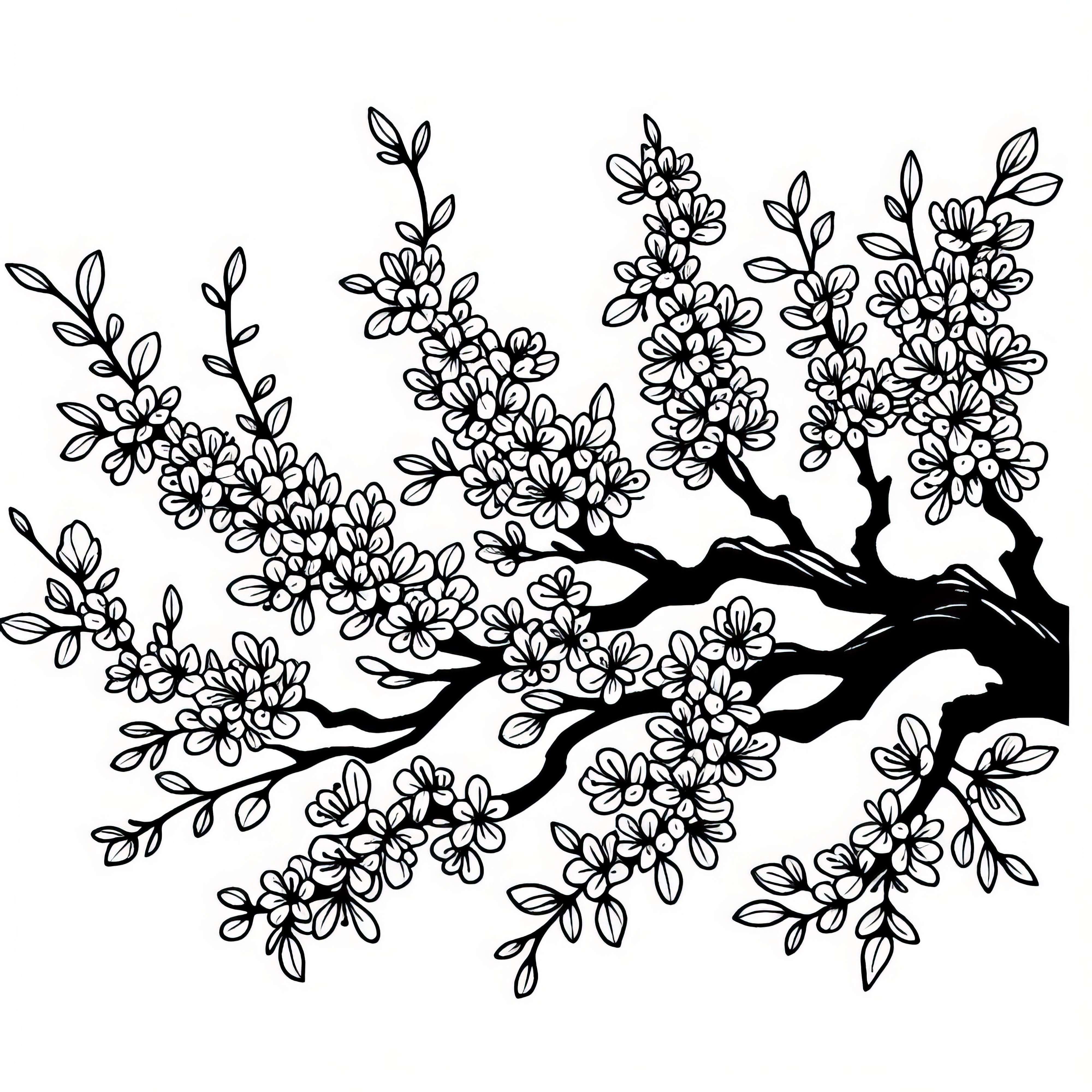 Blooming black locust in spring: free coloring page