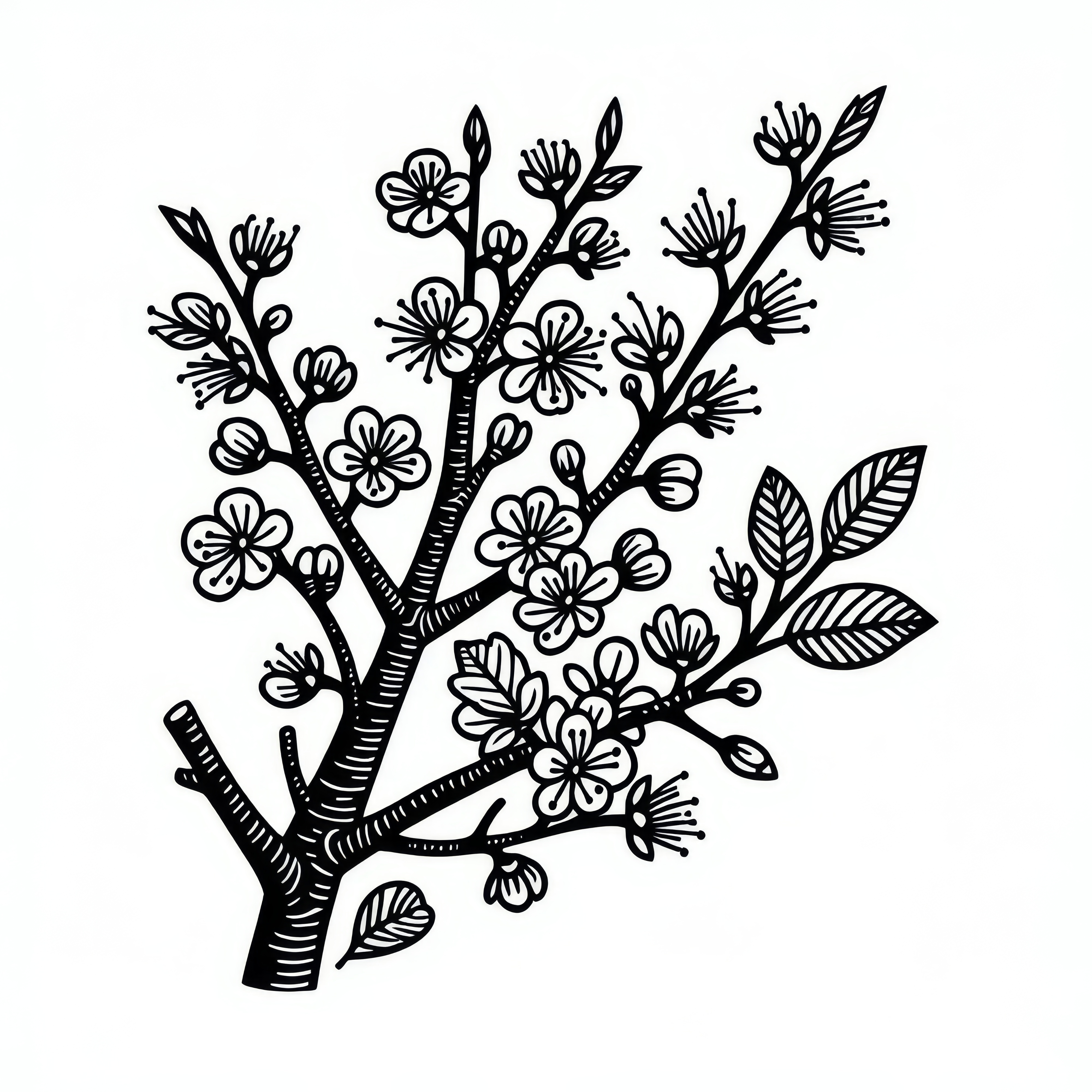 Blossoming hazelnut tree in spring: free coloring picture