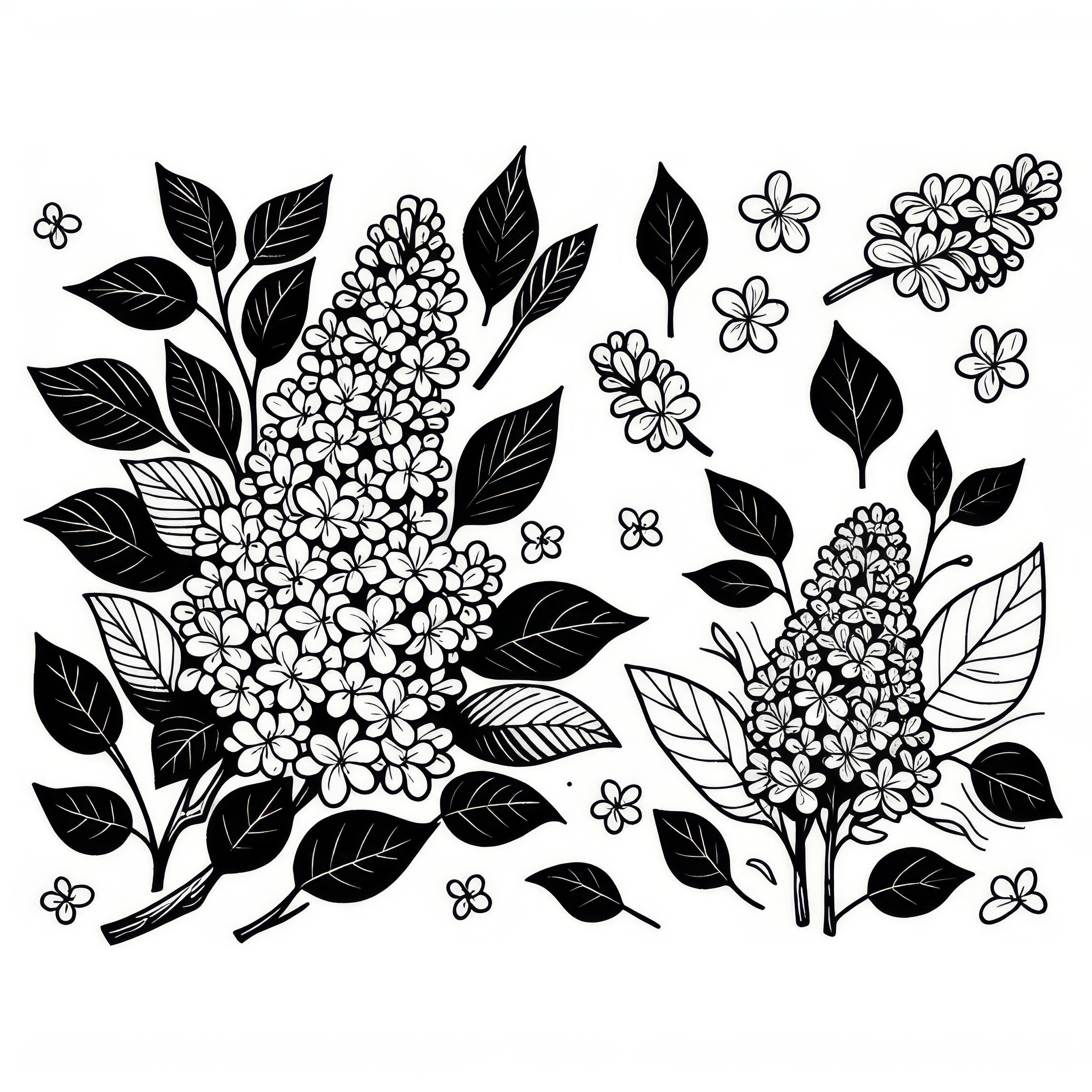 Blooming lilac in spring: Free coloring page