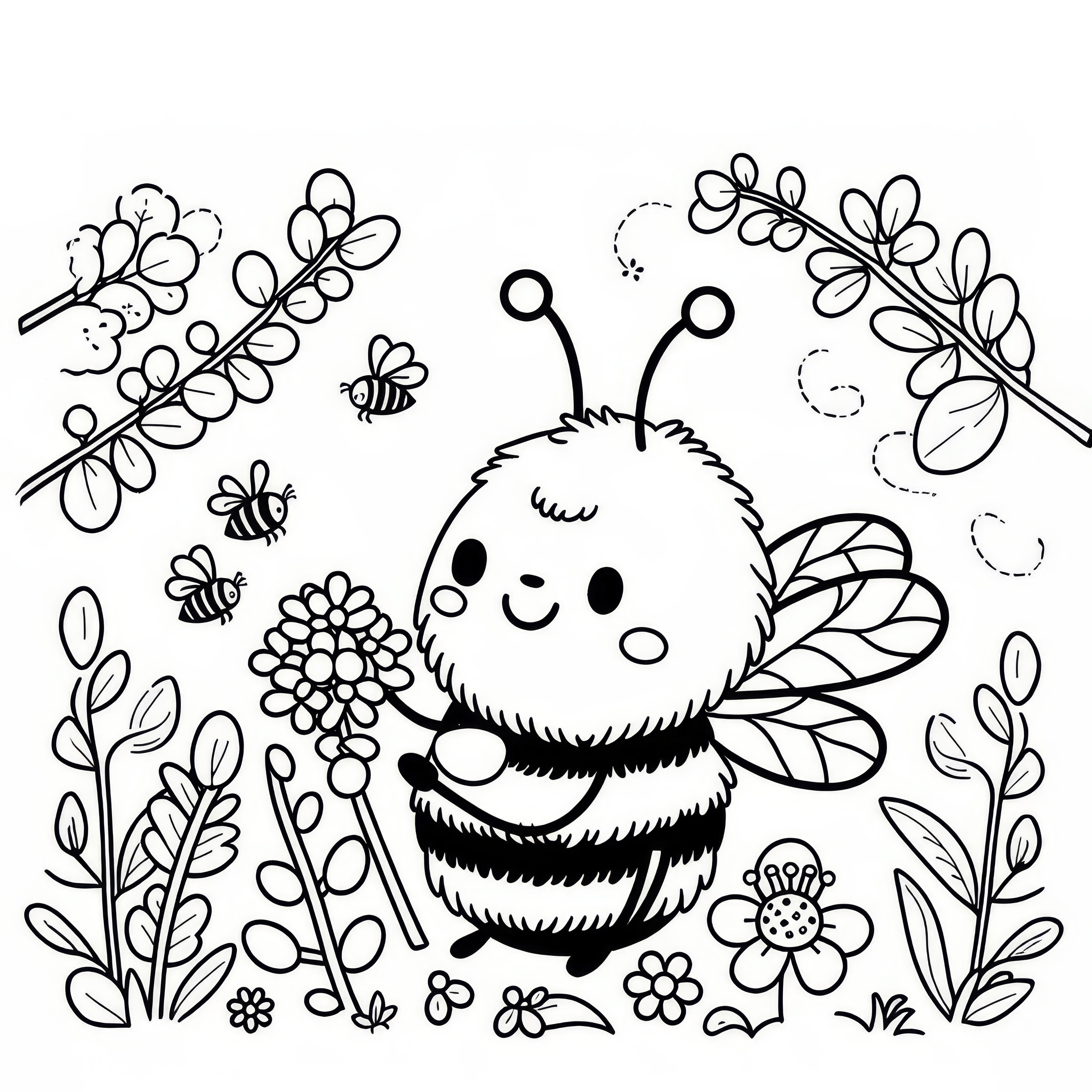 Bumblebee in spring: free coloring page