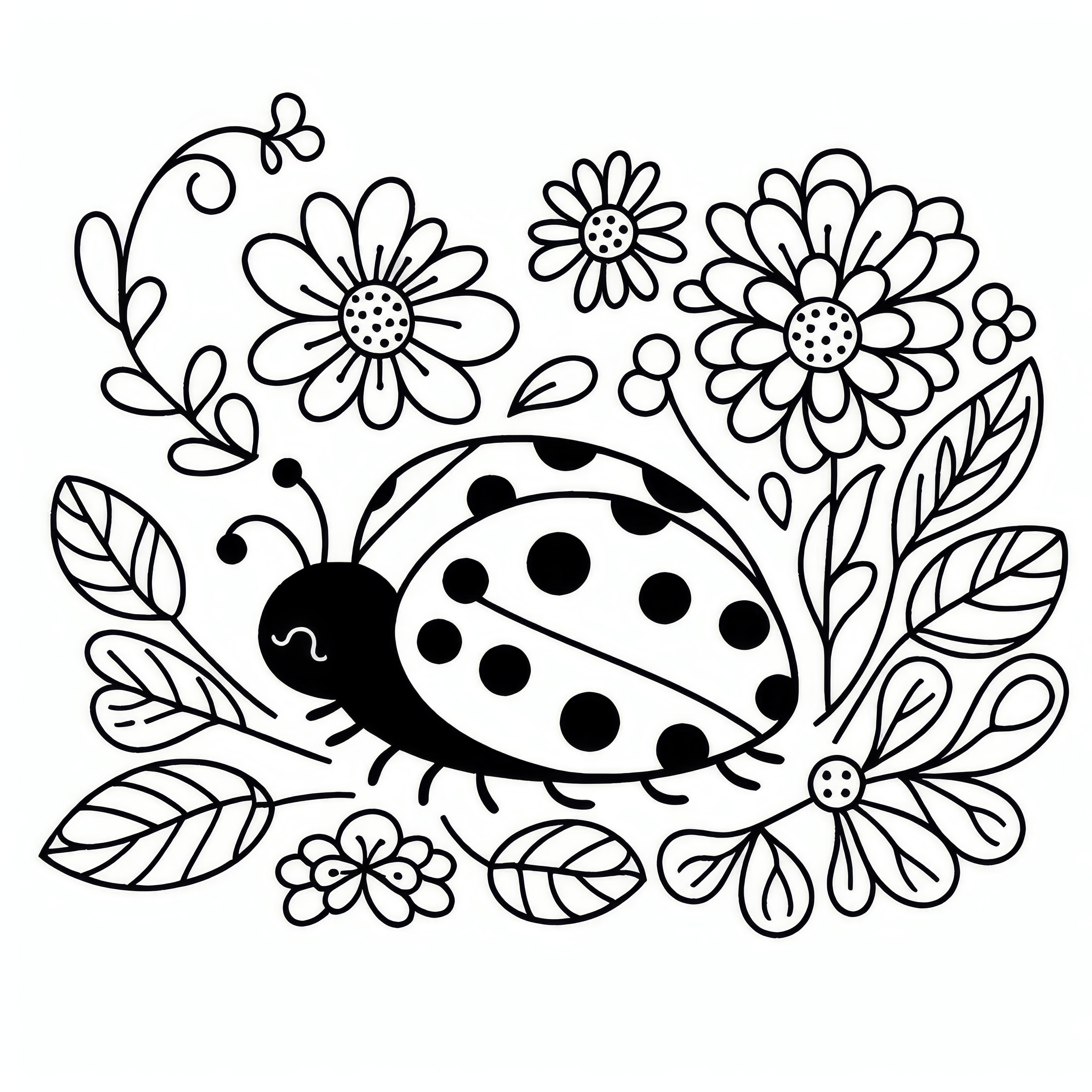 Ladybug in spring: free coloring picture