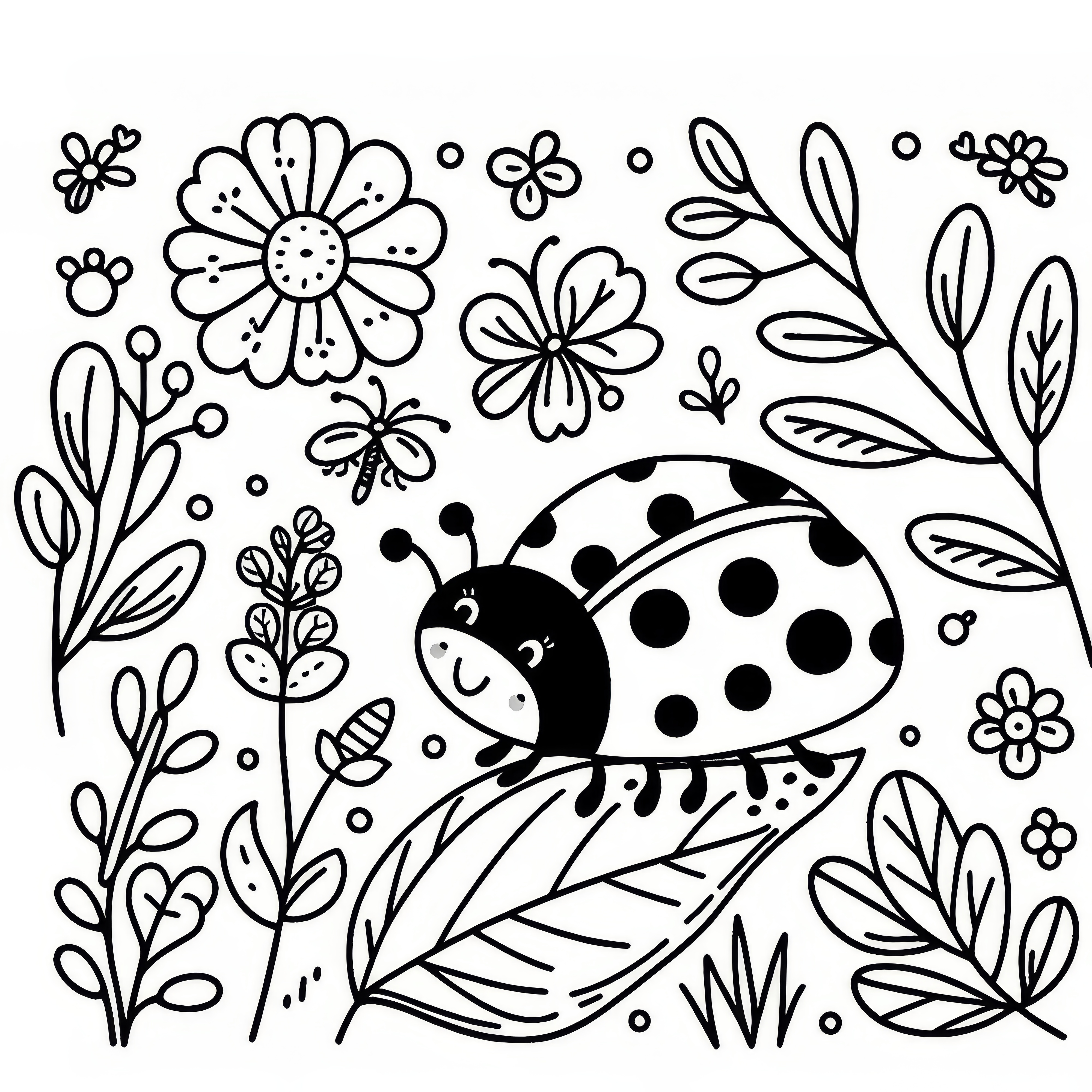 Ladybug on leaf: fresh spring coloring page