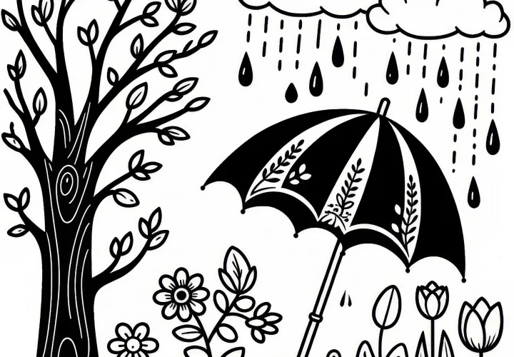 Umbrella: Coloring template for spring