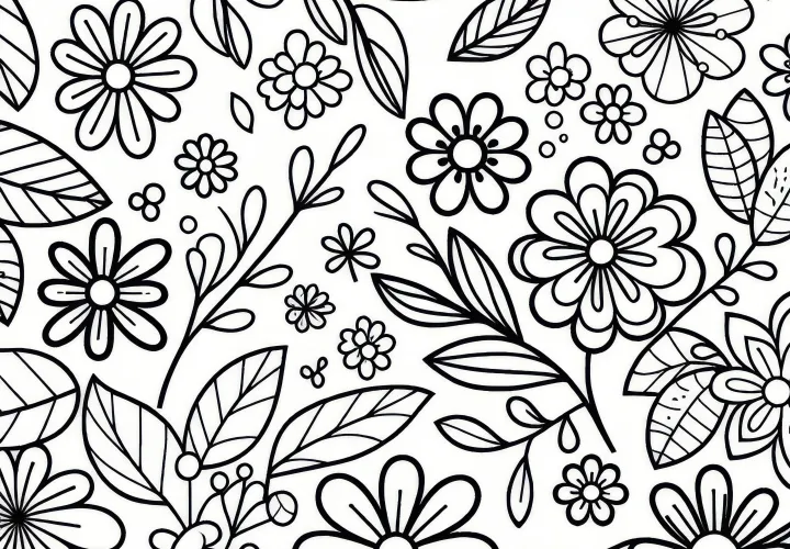 Spring-like patterns with flowers - Free coloring picture