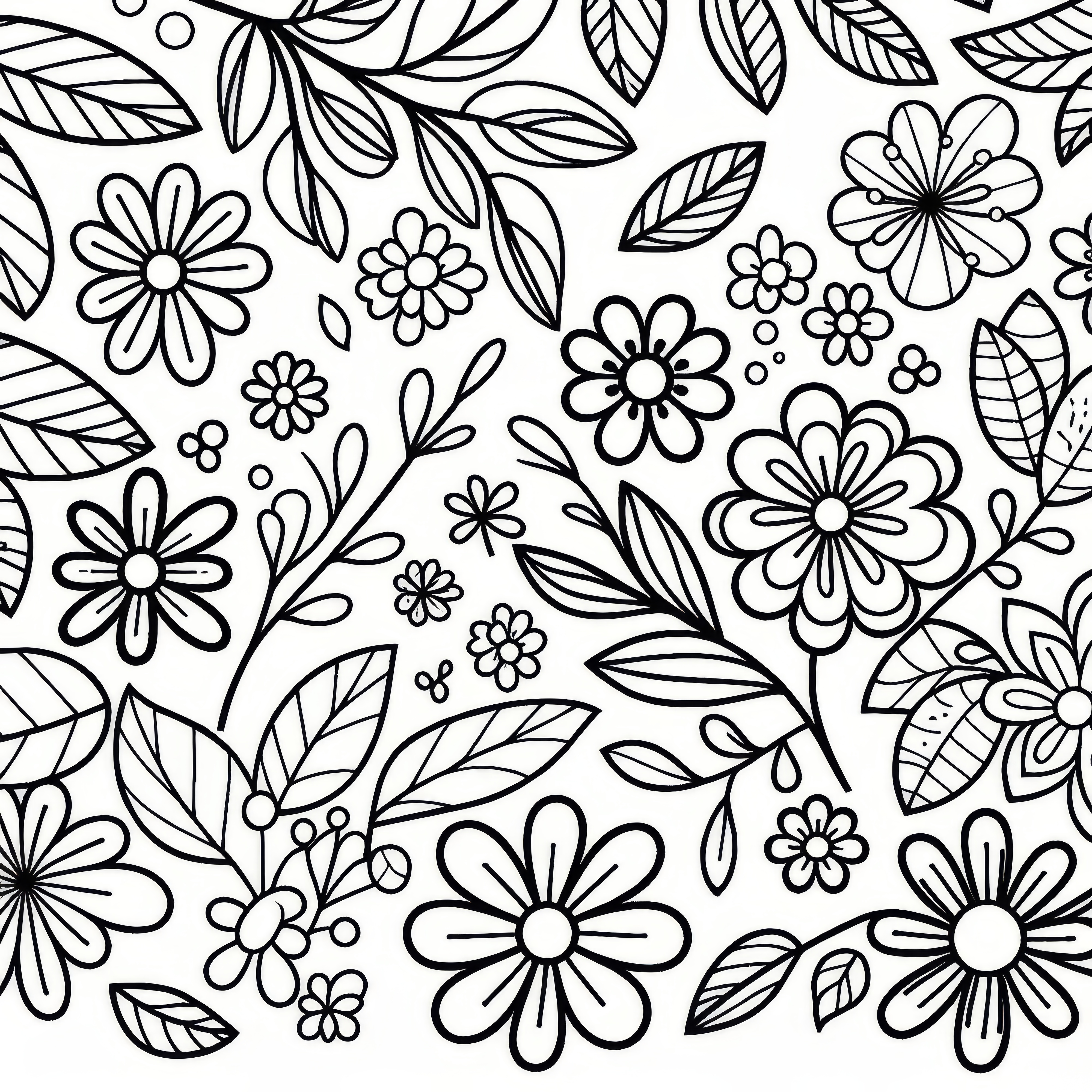 Spring patterns with flowers - Free coloring page