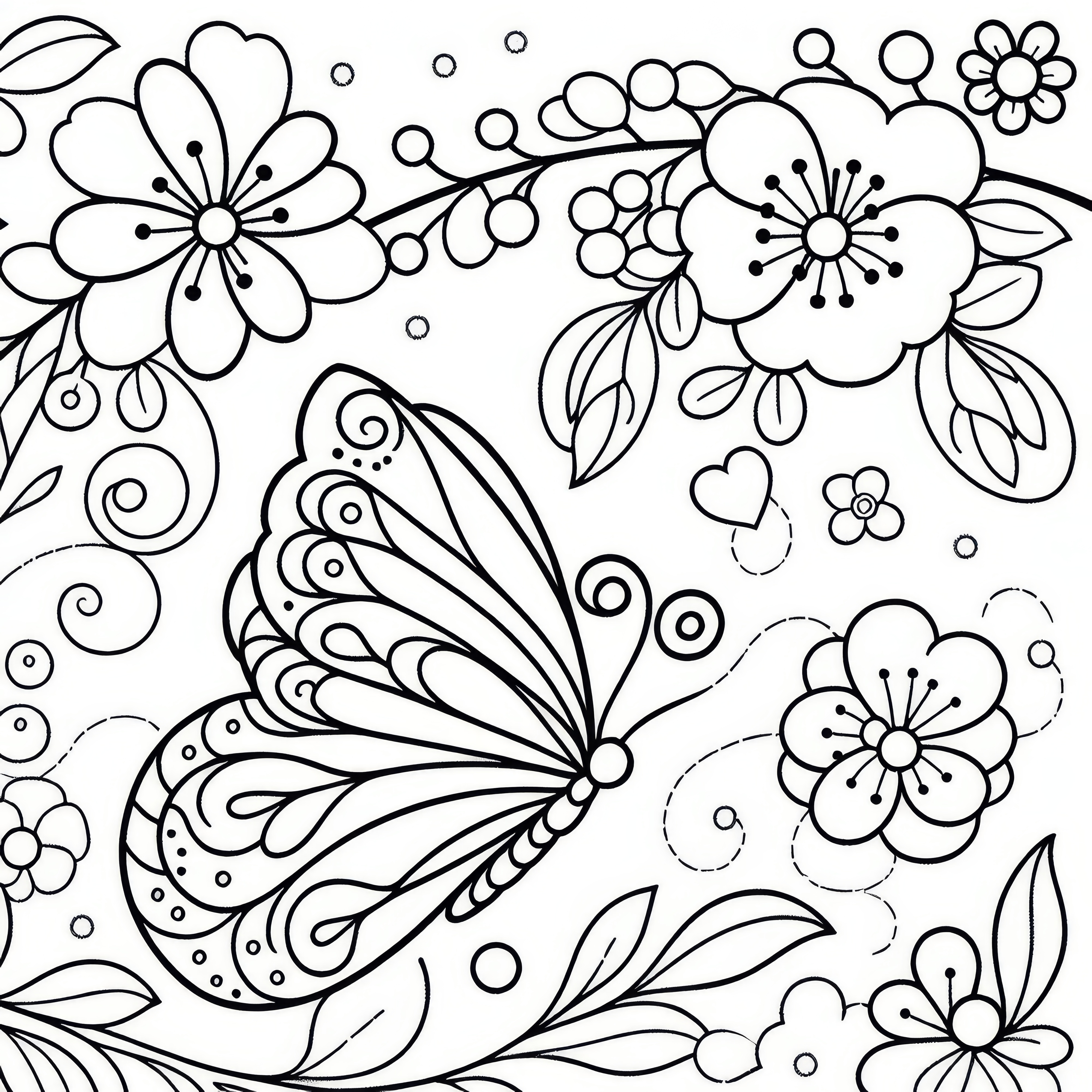 Spring pattern with flowers: free coloring page