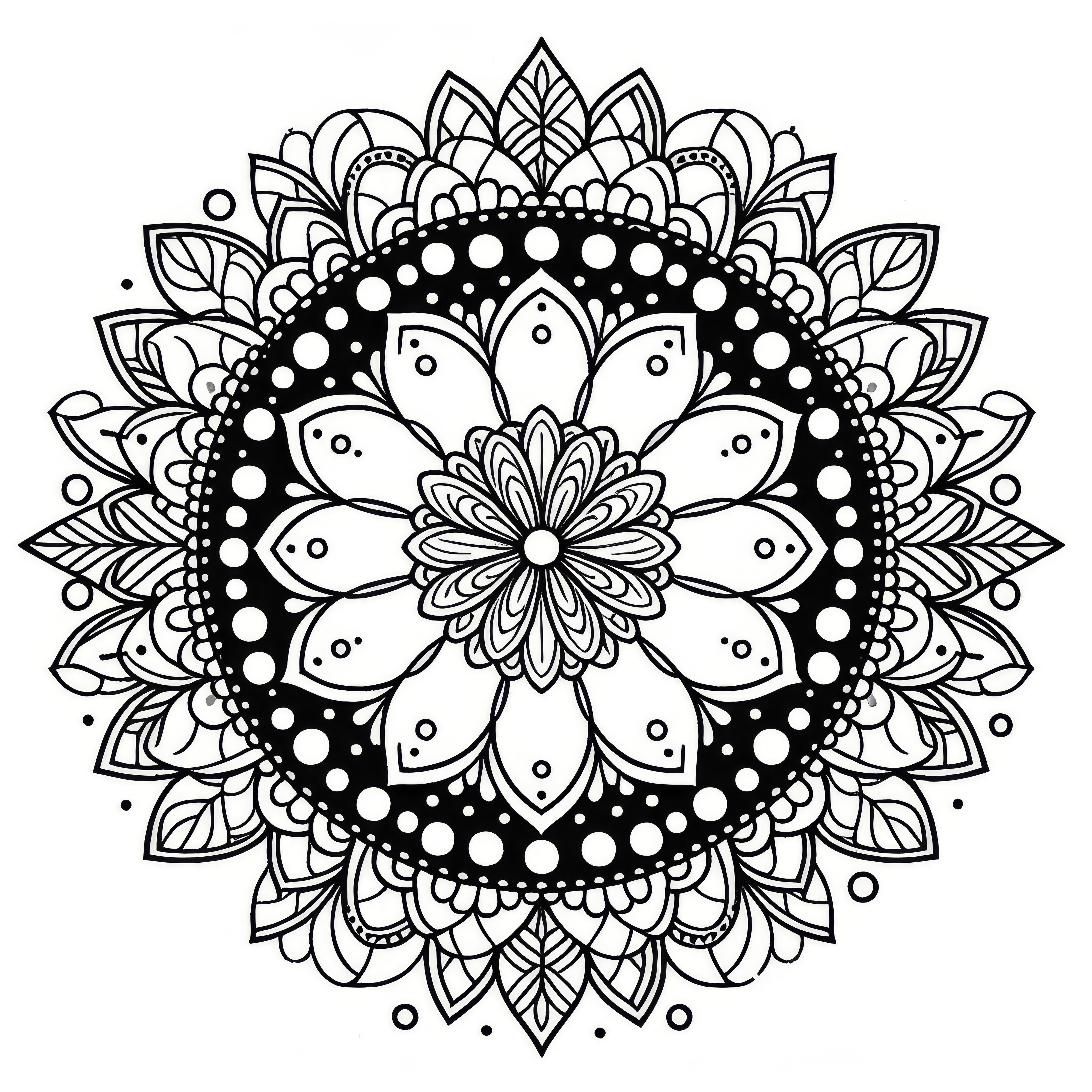 Spring mandala with flowers as a coloring template