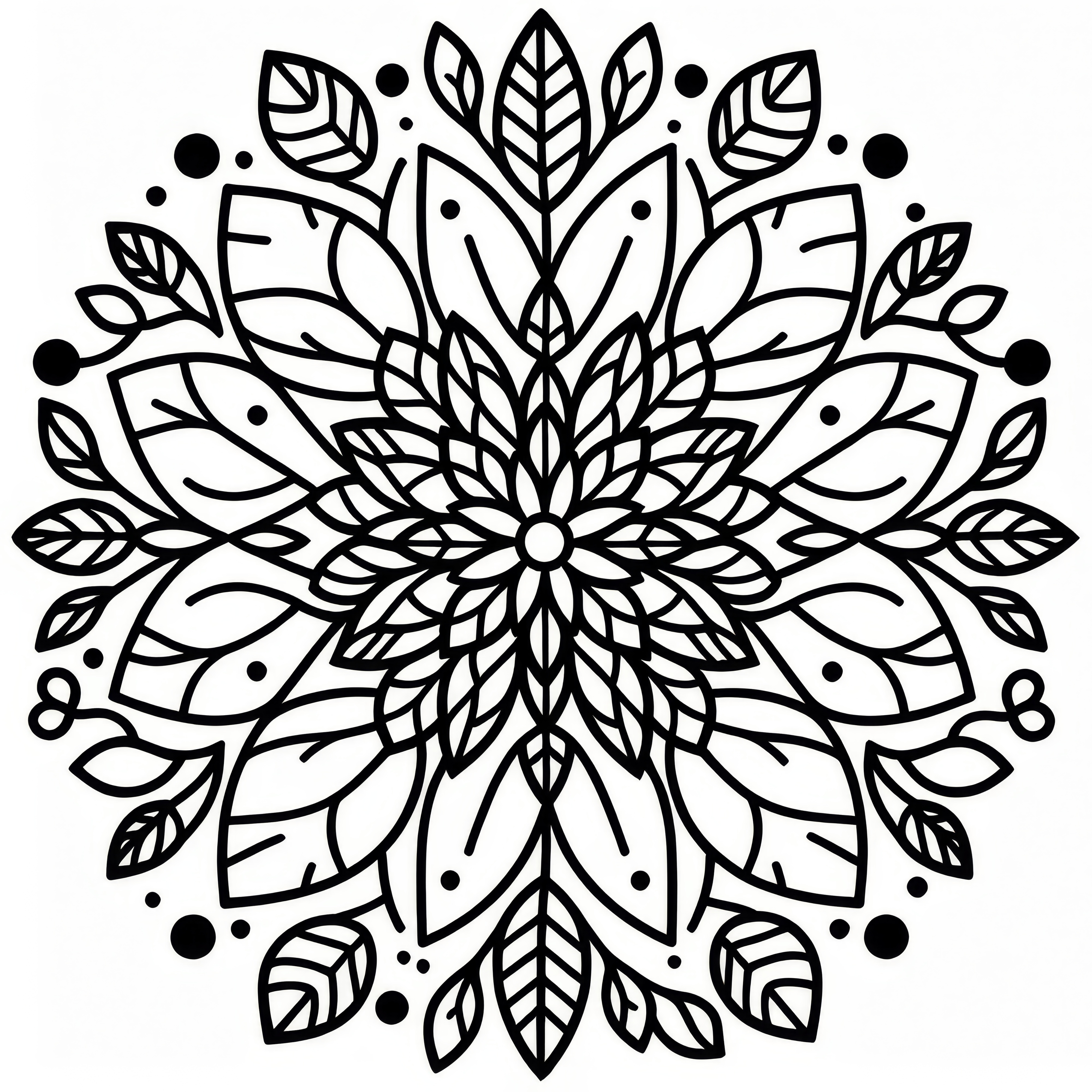 Spring mandala with leaves: free coloring page