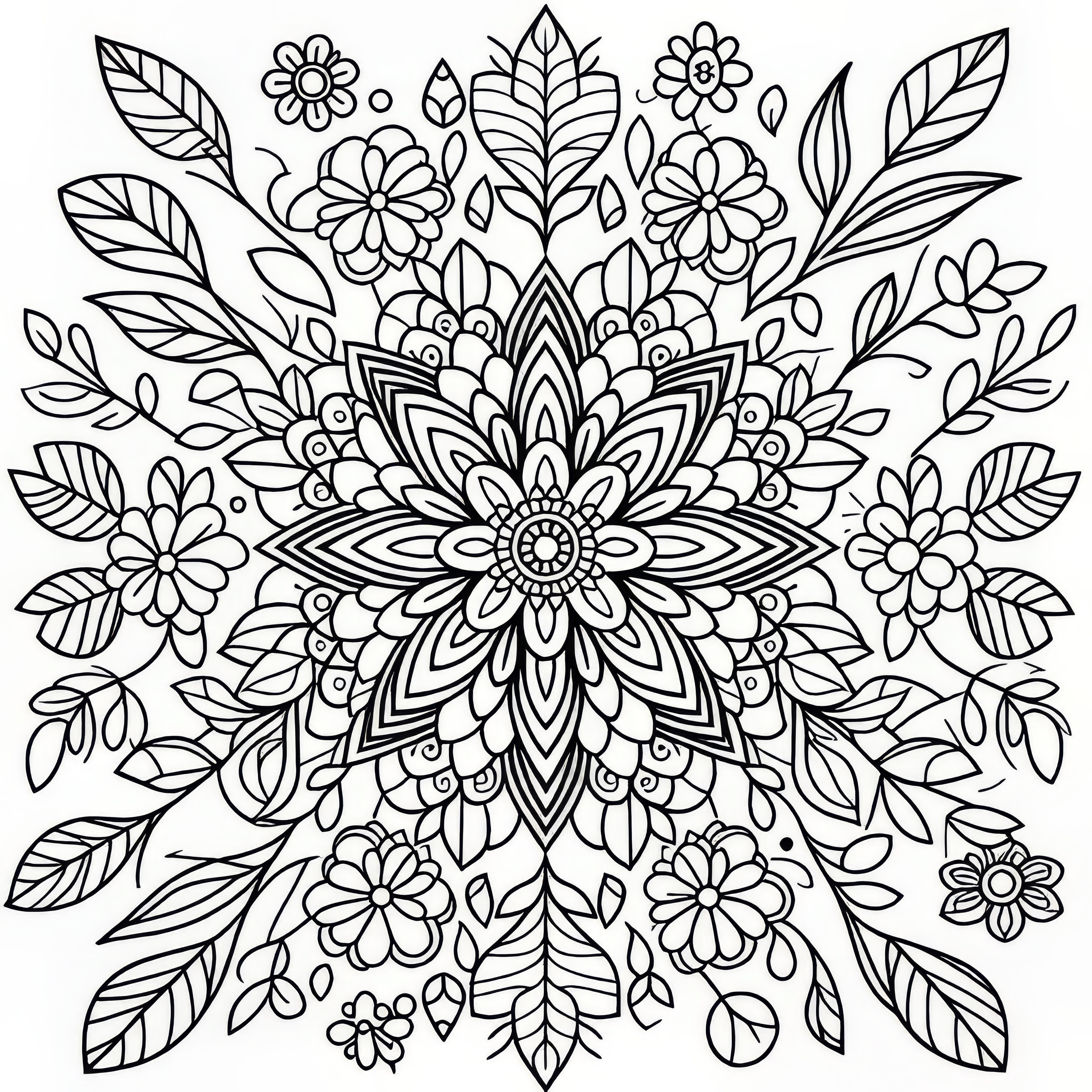 Spring mandala with flowers as a free coloring page