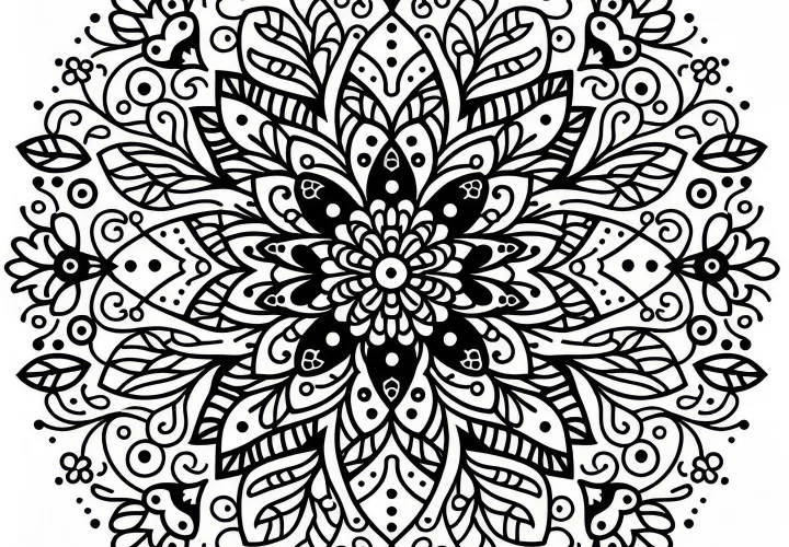 Spring mandala for elementary school: free coloring page