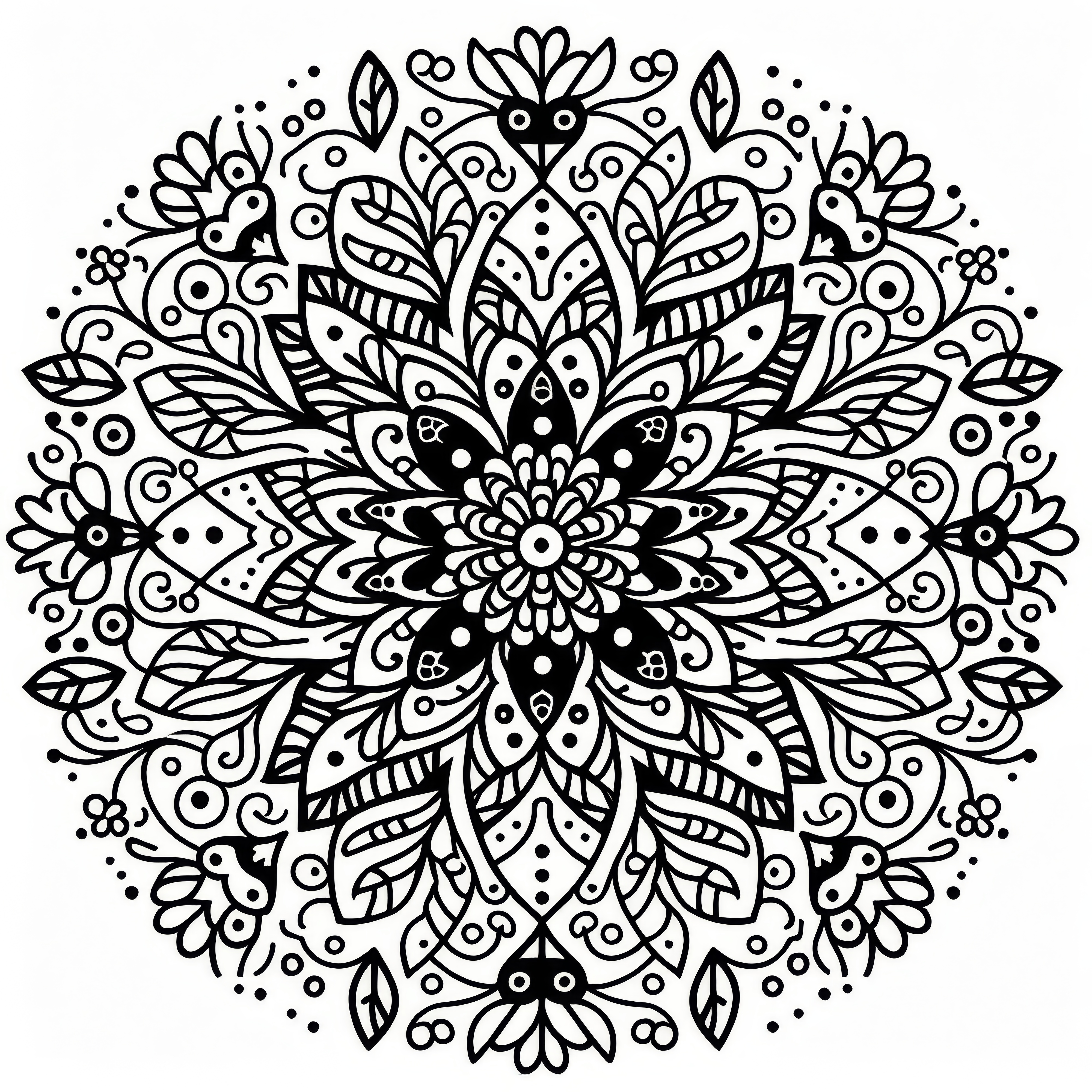 Spring mandala for elementary school: free coloring template