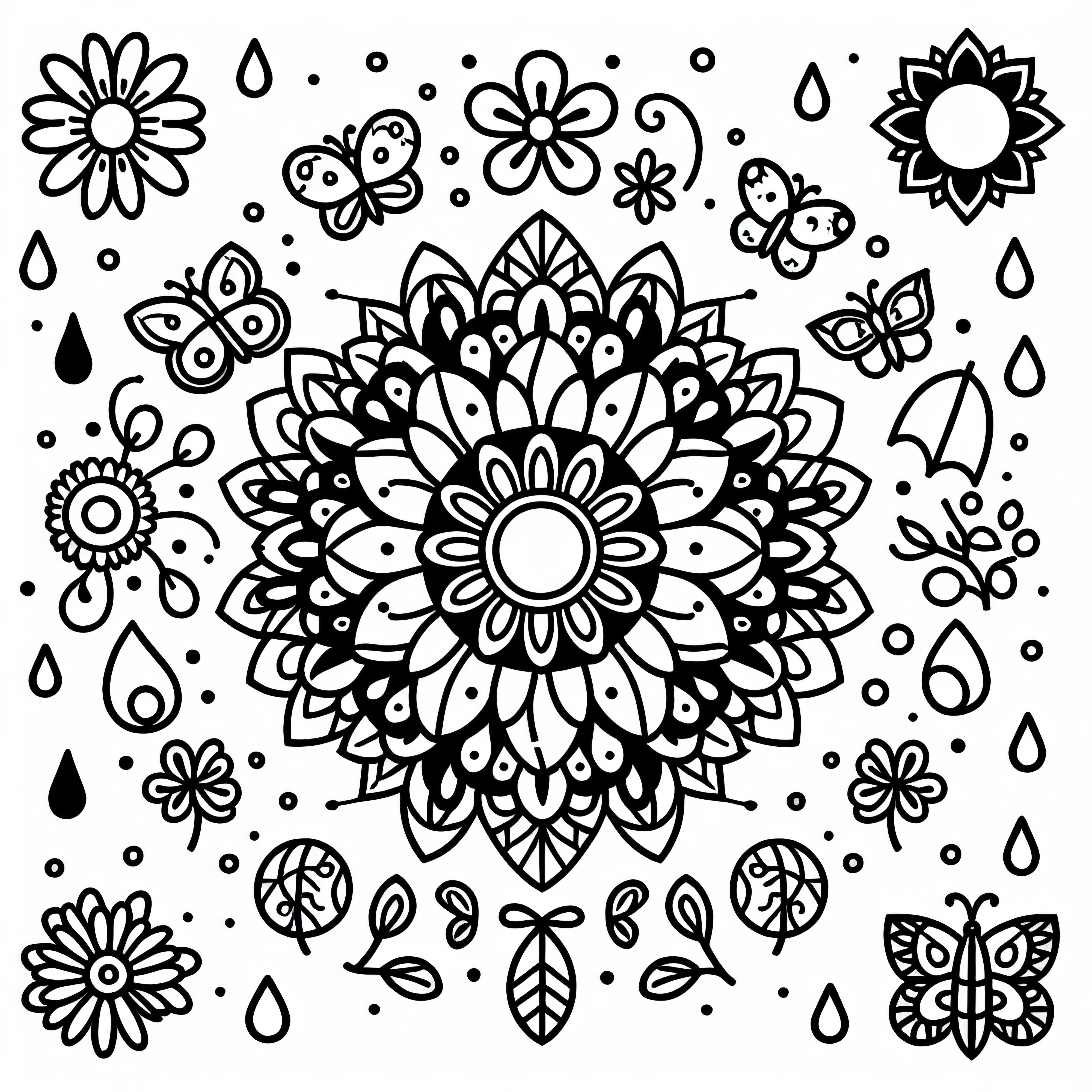 Spring mandala for elementary school: free coloring page